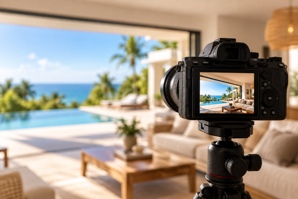 Shooting photo professionnel d'une villa avec piscine à La Réunion