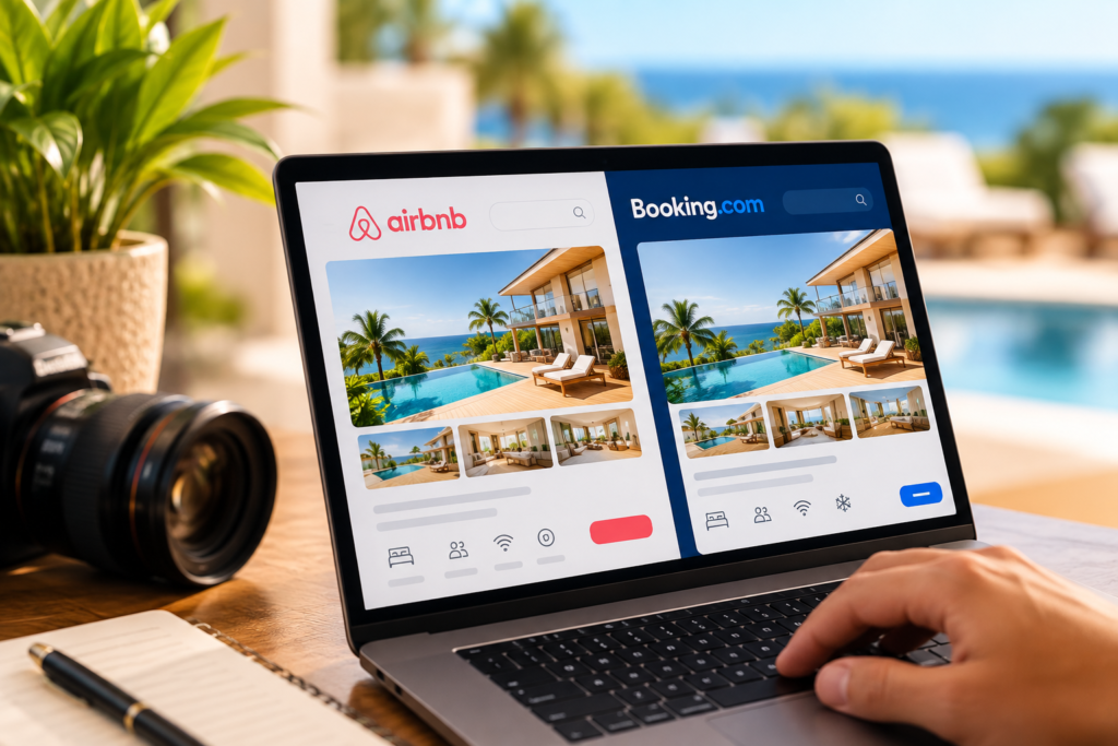Annonces de villa sur Airbnb et Booking